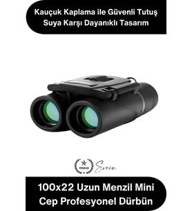 #CepDürbünü Dürbün 100x22 Uzun Menzil Mini Cep Profesyonel Kauçuk Kaplama Su Geçirmez Kamp Doğa Kuş