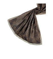 Enba Soft Pamuklu Leopar Desenli Şal 75x190 cm (Açık Vizon)