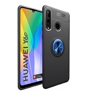 Huawei Y6P Yüzüklü Power Silikon Kılıf (Mavi)
