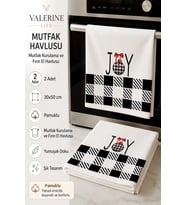 Valerine Life Noel Toplu Mutfak Kurulama ve Fırın Beyaz El Havlusu Pamuklu 30x50cm 2 Adet