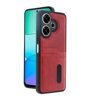 Xiaomi Redmi 13 4g Kılıf Sara Kartvizitli Deri Kılıf - Kırmızı
