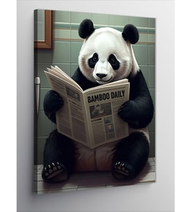 Kanvas Tablo Gazete Okuyan Panda