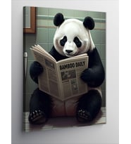 Kanvas Tablo Gazete Okuyan Panda