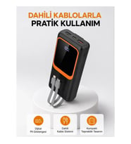 Mey İthalat® Powerbank 20000 mAh Dijital Ekranlı ve Çok Kablolu Hızlı Şarj Cihazı