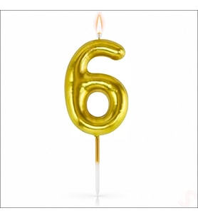 6 Rakam Mum Altın - 10 cm