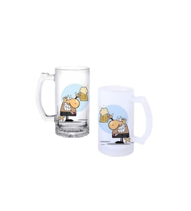 Ghostbastır Design İş Adamı Kulplu Bira Bardağı Buzlu veya Şeffaf Seçenekli 0120
