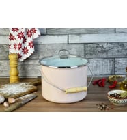 Tasarım Emaye Yoğurt Tenceresi Emaye Bakraç 20cm 5,25 lt Pembe