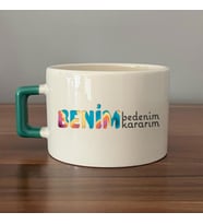 Benim Bedenim, Benim Kararım Baskılı Kadınlar Günü Yeşil Kulplu C Fincan