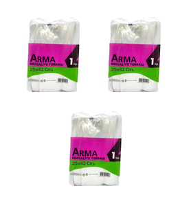 Naksan Arma Şeffaf Naylon 3 lük 25x42 Cm. Bakkaliye Poşeti Torbası - 1 Kg. - Ort. 140 Adet - 3 Paket