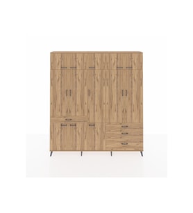 Arges Gardrop 8 Raflı 4 Çekmeceli 3 Askılı 220x30x243 Çam-Çam