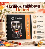Akrilik ve Yağlı Boya Çizim Defteri 20x20 cm 250 gr Derin Dokulu 24 Yaprak