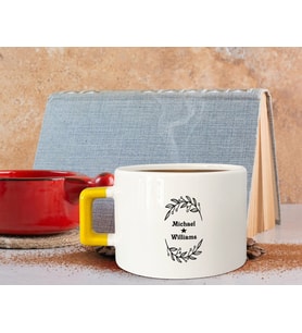 BK Gift Kişiye Özel İsimli Sarı Kulplu Çay & Kahve Fincanı-20, Arkadaşa Hediye, Sevgiliye Hediye