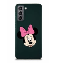 Samsung Galaxy S21 Soft Premier Kapak Minnie Mouse-C Tasarımlı Silikon Kılıf - Yeşil (Şeffaf)