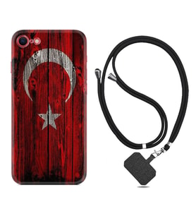 Apple iPhone 5 6 7 8 Plus Se XR Kılıf Boyun Askılı Silikon Şanlı Türk Bayrağı 2 1317