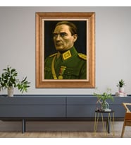 Altın Paspartulu Atatürk  Çerçeveli Tablo C865 (Gold)
