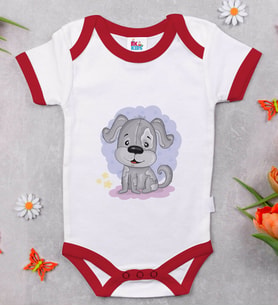 BK Kids Sevimli Köpek Tasarımlı Kırmızı Bebek Body Zıbın-1