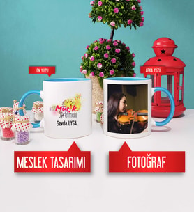 Müzik Öğretmeni Kupa Bardak Mavi Fotoğraflı