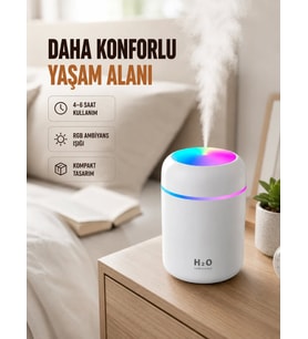 USB Girişli Taşınabilir Mini Nemlendirici 300ml Su Hazneli