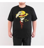 Bant Giyim - One Piece Luffy 4XL Büyük Beden Siyah Erkek Tişört (Siyah - Beyaz)