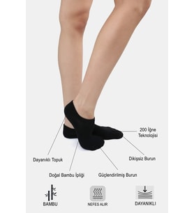 Bambu Sneaker Çorap – 4 Çift Paket Kadın & Erkek Dikişsiz