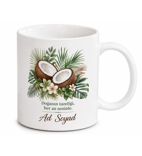 Hindistan Cevizi Temalı Baskılı Kupa Bardak Tropikal Hediye Mug