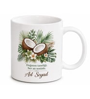 Hindistan Cevizi Temalı Baskılı Kupa Bardak Tropikal Hediye Mug