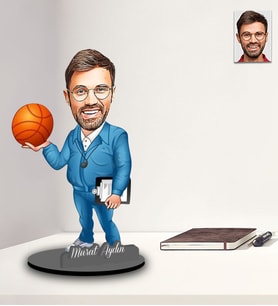 Kişiye Özel Basketbolcu Tasarımlı Karikatür İki Katmanlı Ahşap Biblo Model-2
