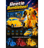 Beetle 2'si 1 Arada Dönüşebilen Robot Araba Sürtmeli Hareketli Oyuncak (Asorti Renk)