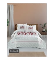 Sofline Çift Kişilik Kapitone Yatak Örtüsü, Klasik Desenli Model - Beste Kahve (250 X 260cm)