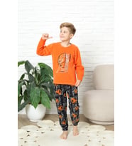 Erkek Çocuk Welsoft/Polar Kumaş Pijama Takımı 12491 MODANINO (Turuncu)