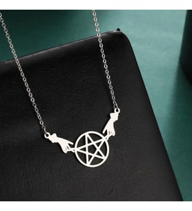 Gümüş  Sihirli Astrolabe Eller Pentagram Kolye