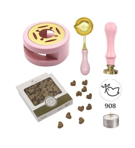 Davetiye Mum Mühürü Uygulama Seti Pembe Renk 908 Barış Güvercini