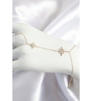 Pirinç Zirkon Taşlı Kutup Yıldızı Model Gold Renk Kadın Şahmeran