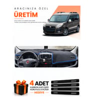 FIAT DOBLO D3 (2010-2013) KAPAKSIZ Uyumlu Torpido Koruma Örtüsü Oto Kılıfı - Siyah Mavi