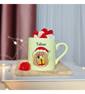 Yılbaşı Tasarımlı Kişiye Özel Sarı Türk Kahvesi Fincanı