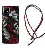 Realme C11 C21 C21Y C25Y C11 2021 Kılıf Boyun Asklı Rasta Silikon Skull Rose 1673