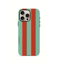 iPhone 16 Pro Vorian Çift Katmanlı Kılıf Terracotta Mint Stripe