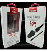 TYPE-C Metal Araç Şarj Seti + Kablo Veltex Vtx-028