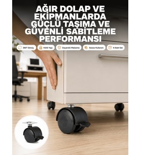 Kilitli Mobilya Tekerleği 6 cm 4’lü Kolay Kurulum