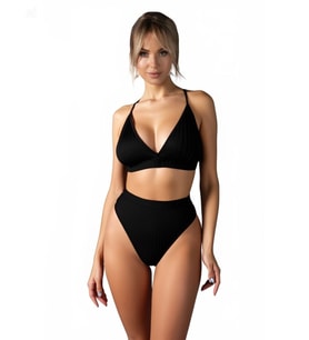 Mulvxbrf Brf02 Kadın Siyah Yüksek Bel Slip Takımı Dolgusuz Rahat Şık İç Giyim Seti (Mulvix)