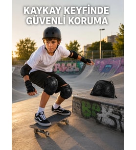 Mey İthalat® Çocuk Koruyucu Dizlik Dirseklik ve El Bilek Koruyucu Seti 2 Adet Siyah