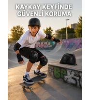 Mey İthalat® Çocuk Koruyucu Dizlik Dirseklik ve El Bilek Koruyucu Seti 2 Adet Siyah