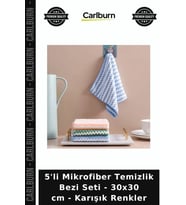 Özel Üretim Pratik Renkli 5'li Mikrofiber Temizlik Bezi Seti - 30x30 cm - Karışık Renkler
