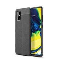 Samsung Galaxy A71 Kılıf Esnek Pu-Deri Leather-Pu Serisi Protected Case (Siyah)