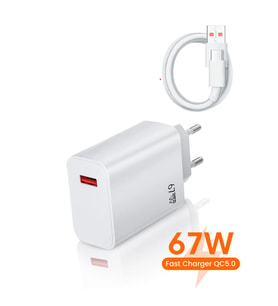 67W Hızlı Şarj Cihazı Aleti 6A Kablo/Adaptör Seti Type C USB Xiaomi Redmi Samsung Uyumlu Duvar Tipi
