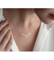 Kişiye Özel 925 Ayar Gümüş İnsan Figürlü Melek Tasarım Kolye (Gold)