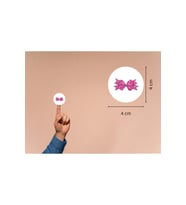 Şeker Pembe Fiyonk Baskılı Etiket Yuvarlak Mat Çıkartma Bow Round Sticker 4 Cm (40 Adet)
