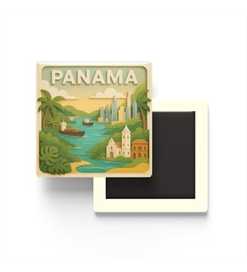 Panama - Panama - Paper Cut Art - Baskılı Buzdolap Magneti Kare - 9x9 cm