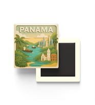 Panama - Panama - Paper Cut Art - Baskılı Buzdolap Magneti Kare - 9x9 cm