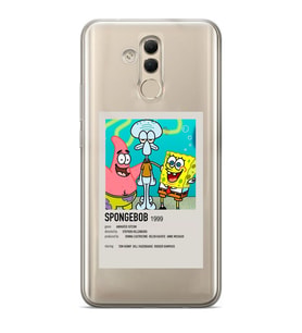 Huawei Mate 20 Lite Uyumlu Sunger Bob Minimalist Poster Desenli Şeffaf Telefon Kılıfı